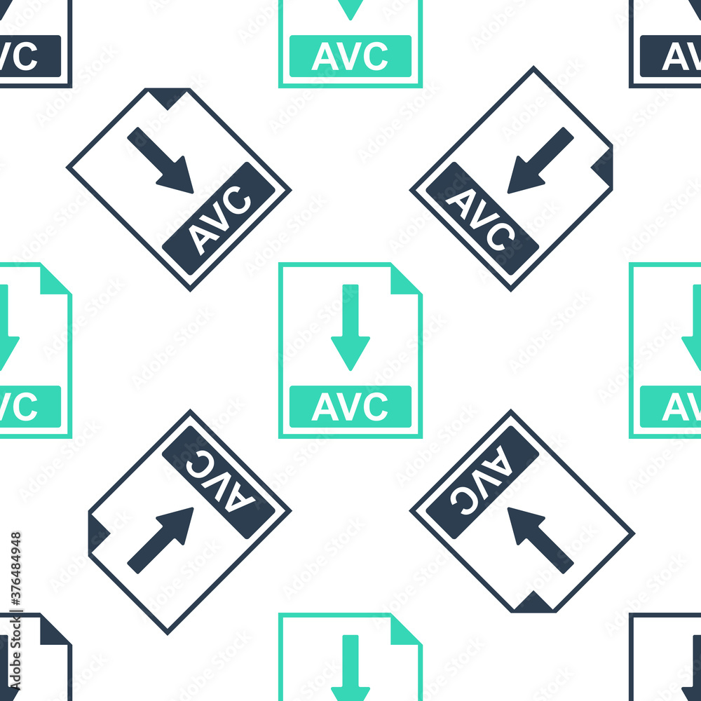 Green AVC file document icon. Download AVC button icon isolated seamless pattern on white background. Vector. Green AVC file document icon. Download AVC button icon isolated seamless pattern on white background. Vector.