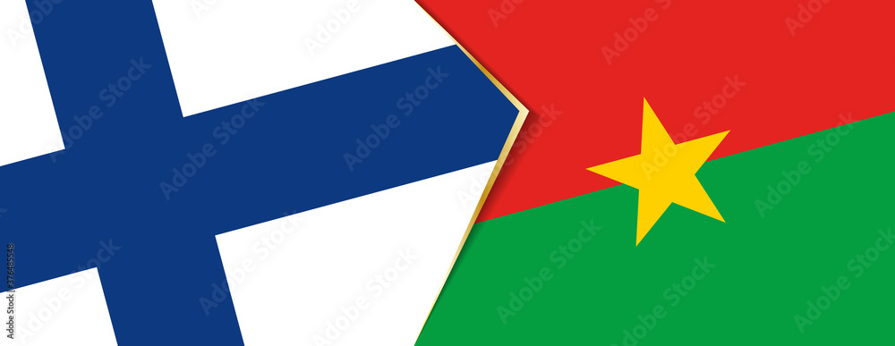 Finland and Burkina Faso flags, two vector flags. Finland and Burkina Faso flags, two vector flags.