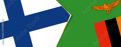 Finland and Zambia flags, two vector flags.