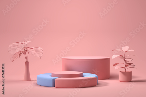 Soft Pink Product Stage Platform Present background 3d rendering.