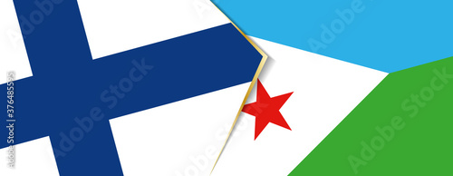 Finland and Djibouti flags, two vector flags.