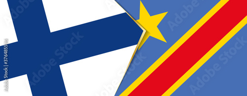 Finland and DR Congo flags, two vector flags.