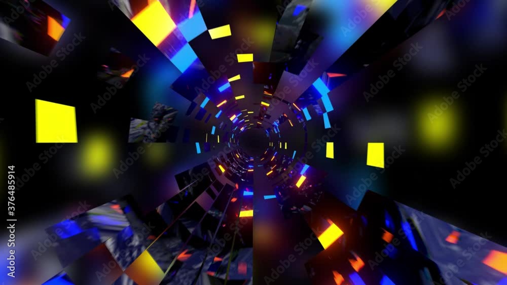 Glittering Wavy Endless Loop Cool Space Techno VJ Loop Tunnel Motion Background