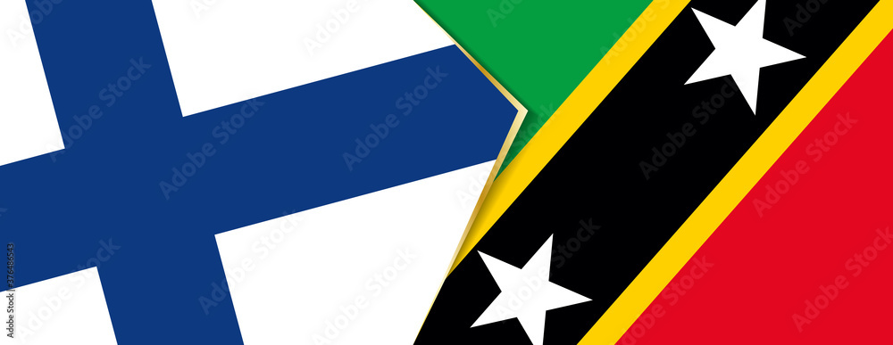 Finland and Saint Kitts and Nevis flags, two vector flags. Finland and Saint Kitts and Nevis flags, two vector flags.