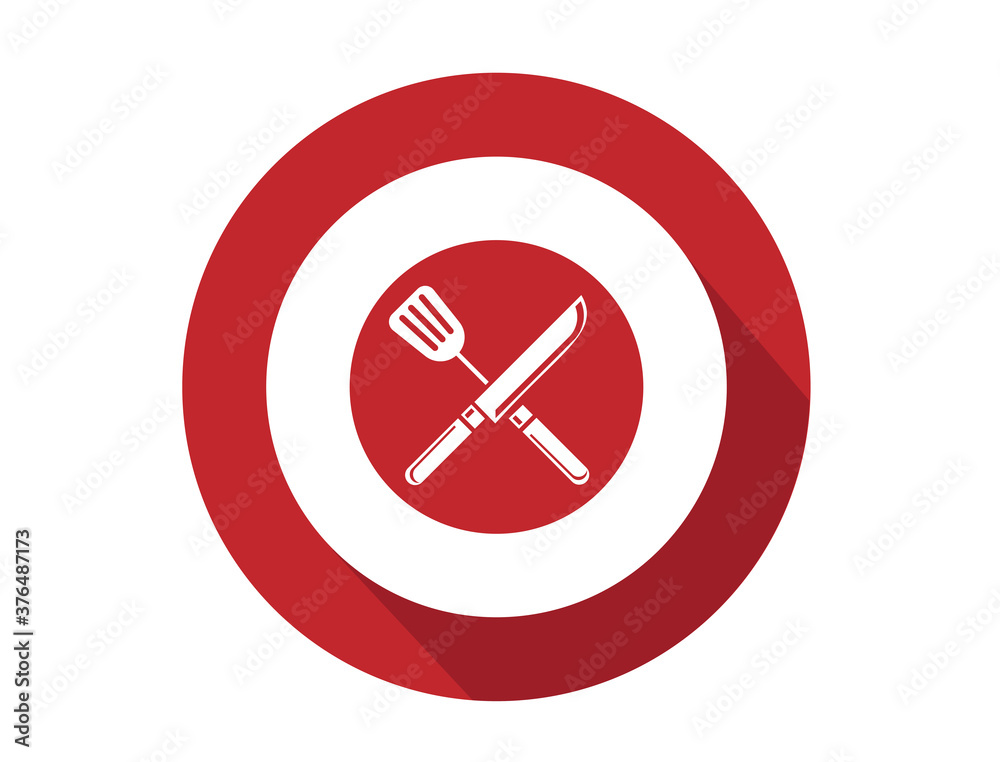 Icon for a restaurant with a knife and spatula Icon for a restaurant with a knife and spatula