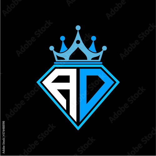 initial letter A D diamond shape with crown decoration