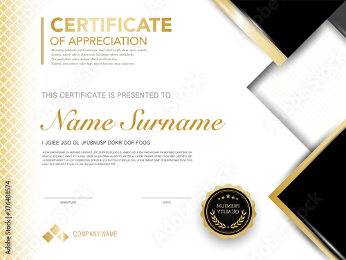 diploma certificate template black and gold color with luxury and modern style vector image.