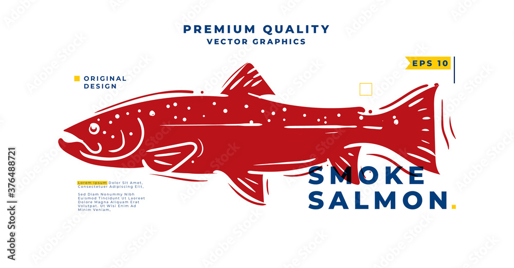 hand drawn illustration of smoked salmon fish hand drawn illustration of smoked salmon fish