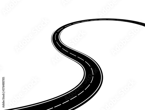 The winding highway with white markings
