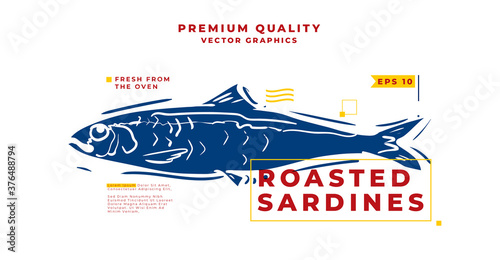 hand drawn illustration of sardine silhouette