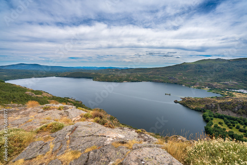 Top wide angle view of Sanabria lake