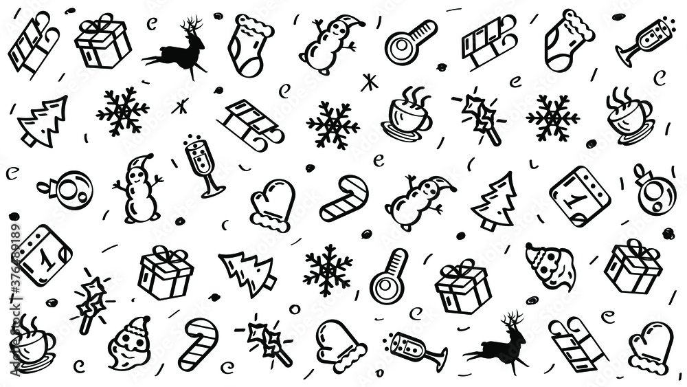 Abstract Doodle Elements Hand Drawn Collection Winter Sketch Vector Design Style Background Snowflake Snowman Santa Glove Christmas Toy Tree Illustration Cartoon Icons Abstract Doodle Elements Hand Drawn Collection Winter Sketch Vector Design Style Background Snowflake Snowman Santa Glove Christmas Toy Tree Illustration Cartoon Icons