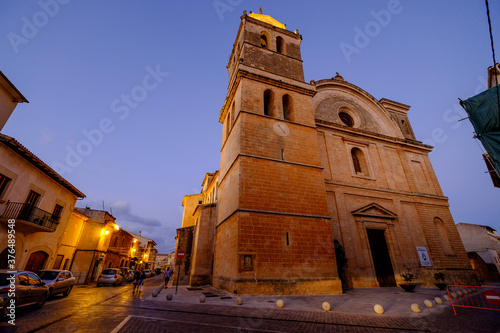 iglesia de San Julián , edificada entre los años 1858 y 1873, estilo neoclásico,  campanario del siglo XVI, Campos, Mallorca, balearic islands, spain, europe photo