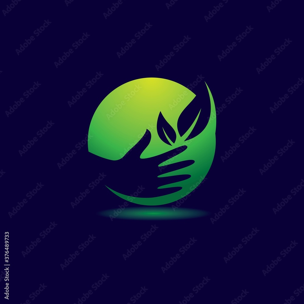 Hand grabs the leaf Hand grabs the leaf