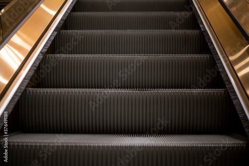 Closeup of escalator in public city center station