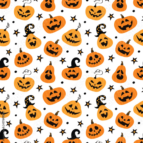 Halloween. Seamless vector pattern with pumpkins. 