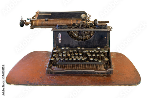 Old typewriter isolated