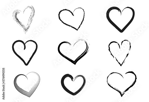 Set of hand drawn hearts. Vector elements