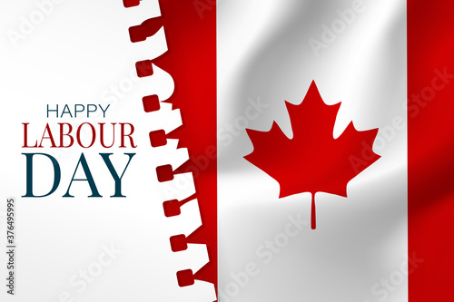 Happy Labour Day. Canada flag background. Canadian national workers holiday concept. Vector illustration.