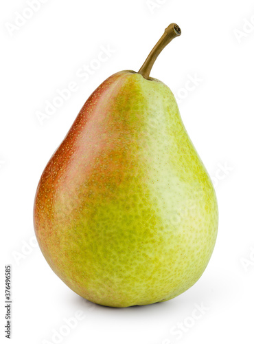 Pear isolated. Green pear on white background. Pear with clipping path.