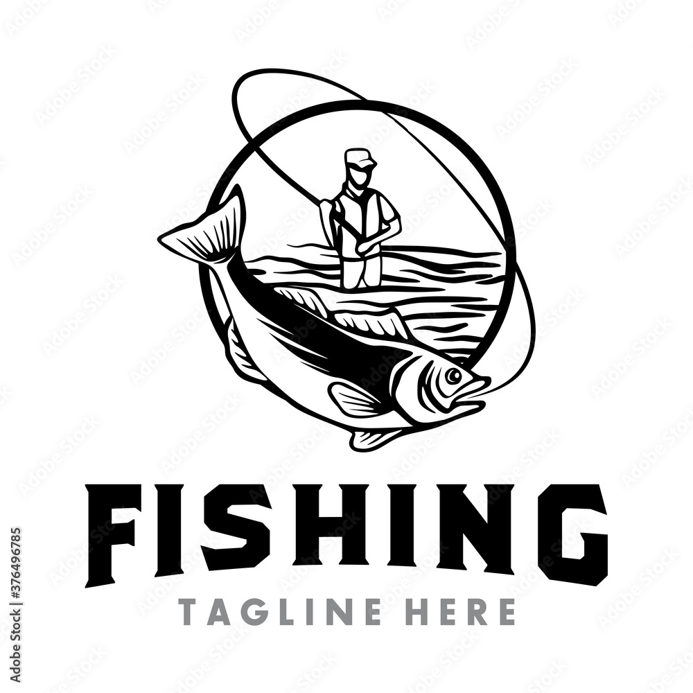 Fish and Fishing Logo Design Vector