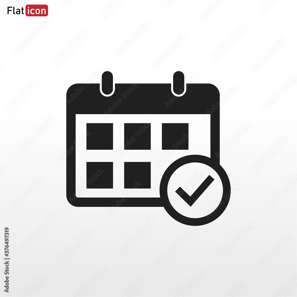 Calendar with Check icon vector Calendar with Check icon vector