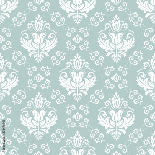 Orient classic light blue and white pattern. Seamless abstract background with vintage elements. Orient background. Ornament for wallpaper and packaging
