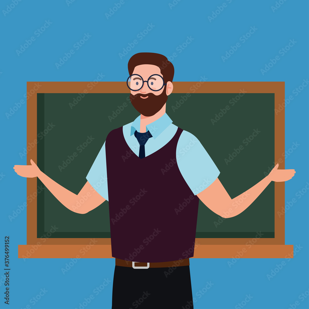 man teacher with chalkboard on blue background vector illustration design man teacher with chalkboard on blue background vector illustration design
