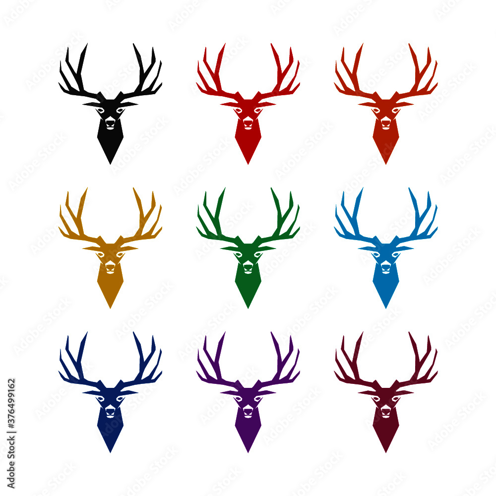 Simple deer icon, color set