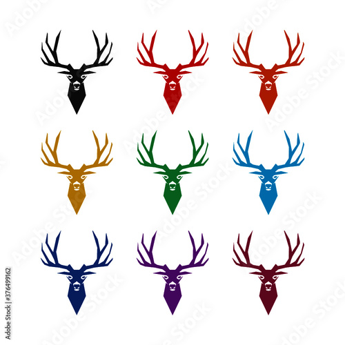 Simple deer icon  color set