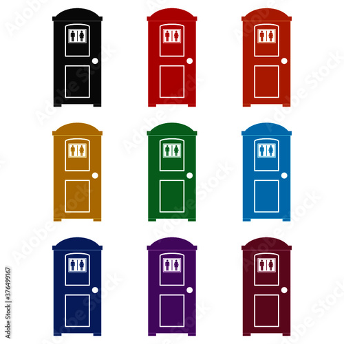 Public toilet icon, color set