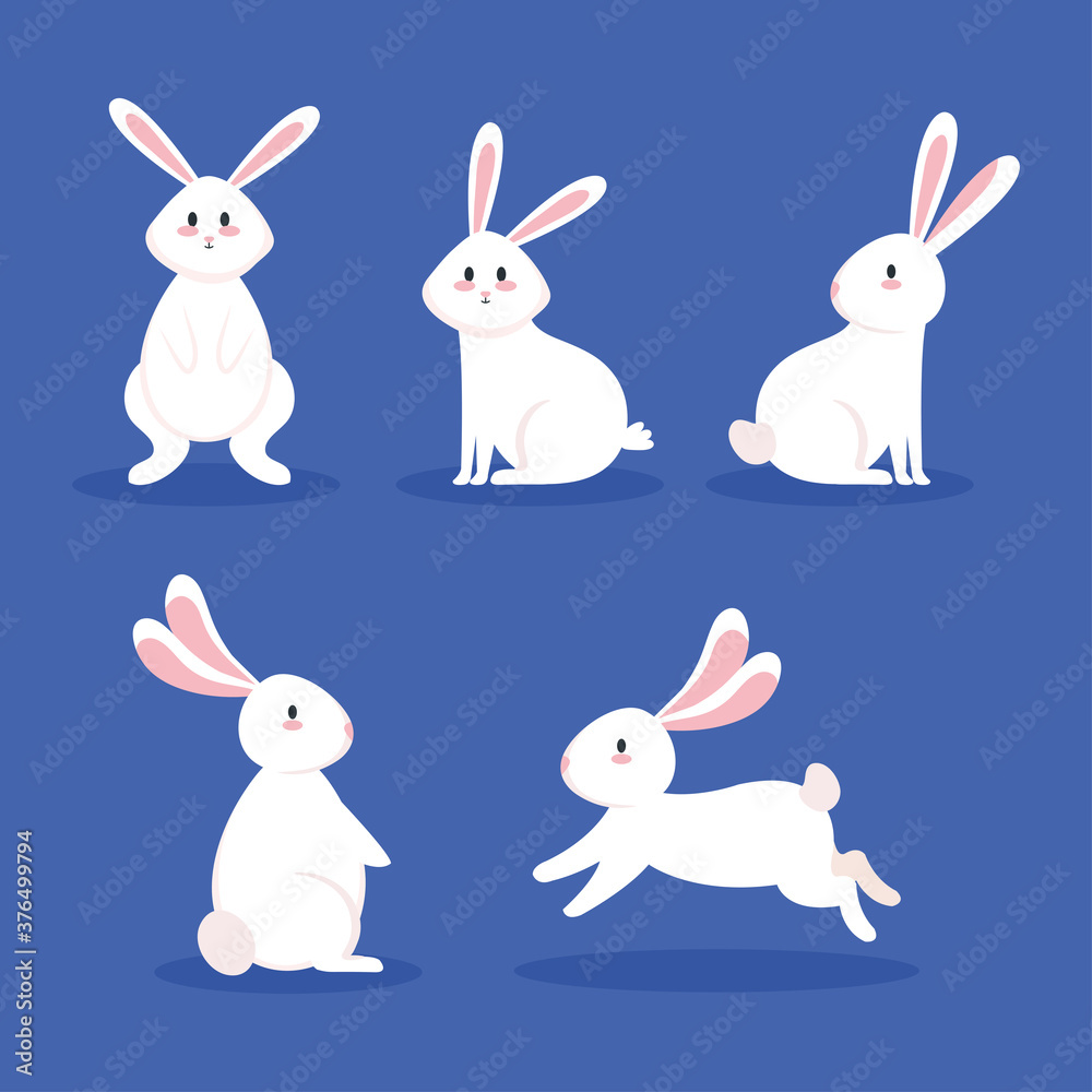set of rabbits animals icons vector illustration design set of rabbits animals icons vector illustration design
