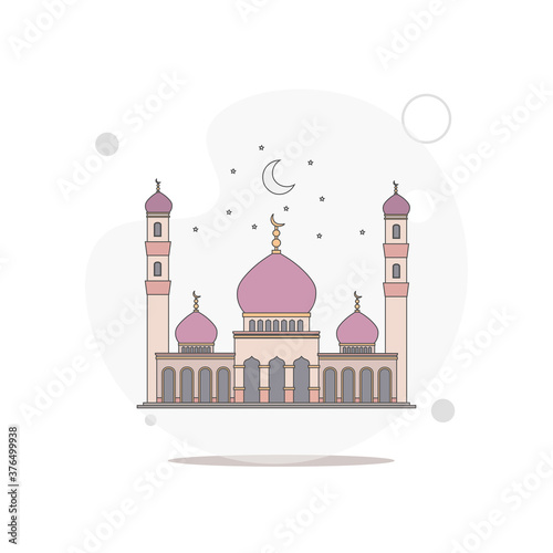 mosque islamic vector flat illustration on white