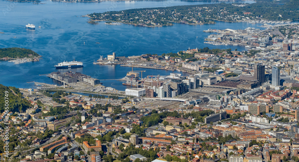 Aerial view over Oslo, the capital of Norway
