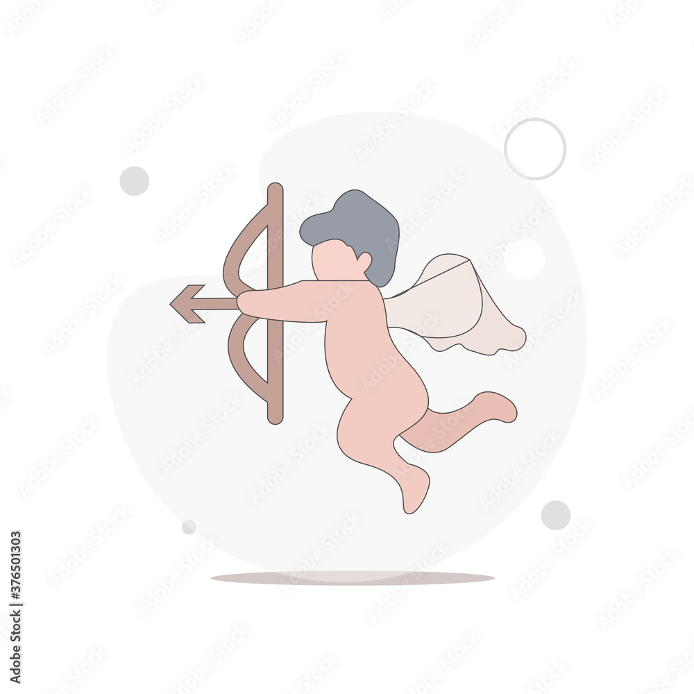 Obraz premium angel of love with bow vector flat illustration on white