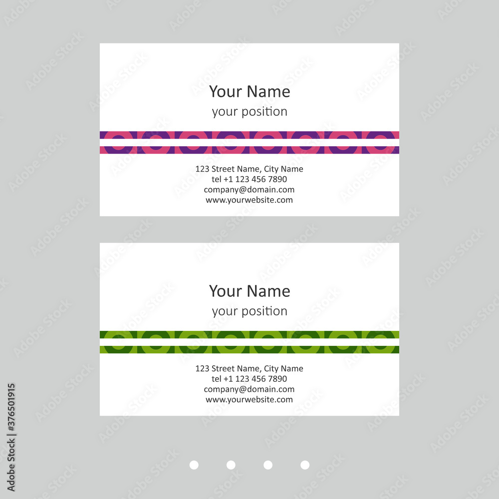Business card template. Abstract design in two color schemes.