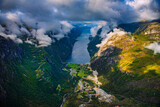 Dramatic aerial view of Lysefjorden in Norway