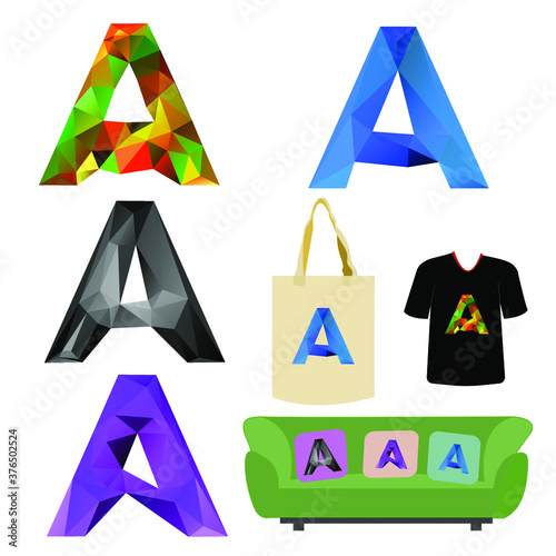 Alphabet letter A in gradient polygonal style.