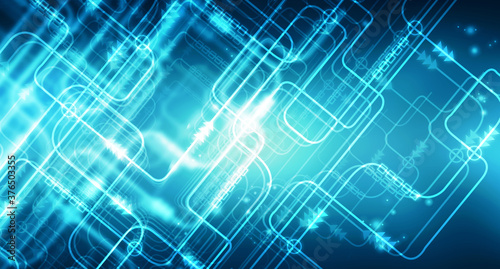 2d illustration Abstract futuristic electronic circuit technology background