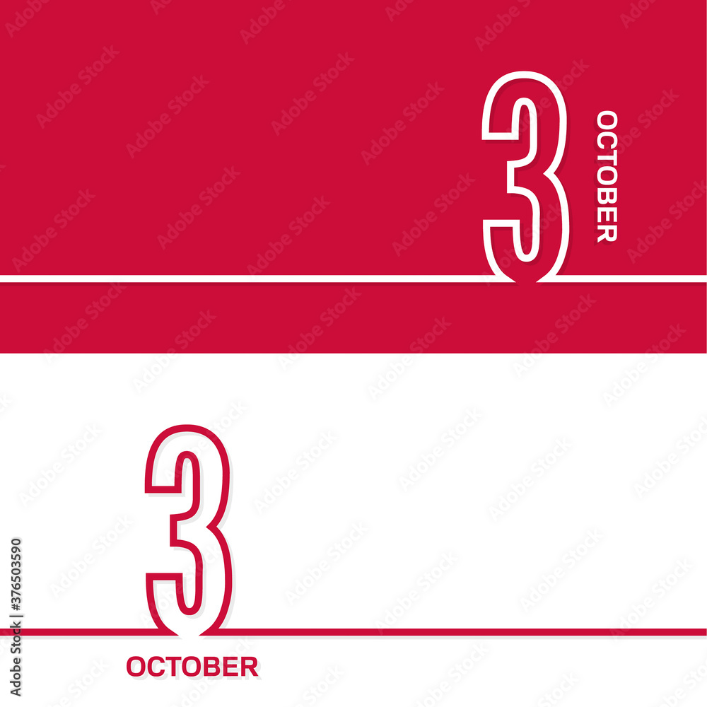 October 3. Set of vector template banners for calendar, event date. October 3. Set of vector template banners for calendar, event date.