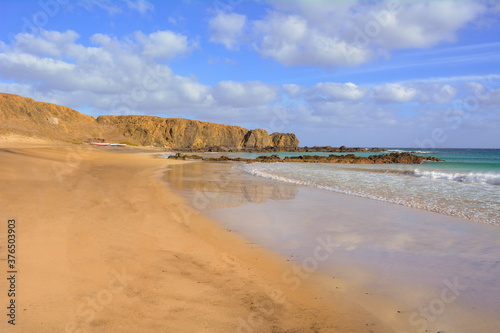 The beauty oh the reflection of the landscape on the ocean water