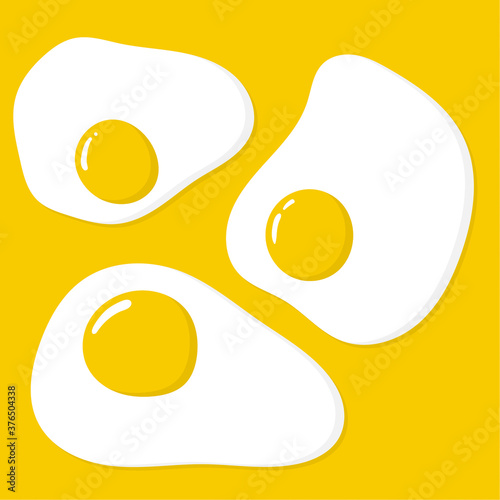 Appetizing cooked fried egg with white and yolk. Vector illustration of Breakfast.