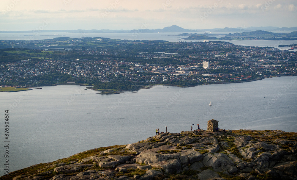Aerial view towards Stavanger from the mountain Dalsnuten in Norway
