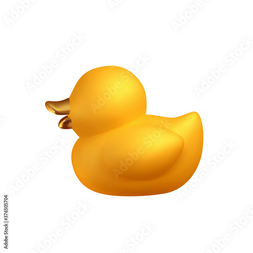 Yellow Rubber duck isolated on white background. Vector illustration