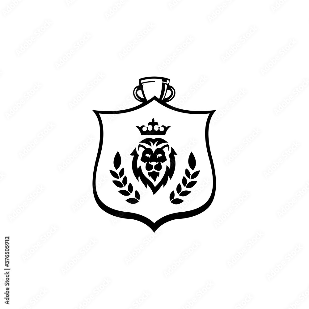 Lion head and crown vector. Elements for brand identity,