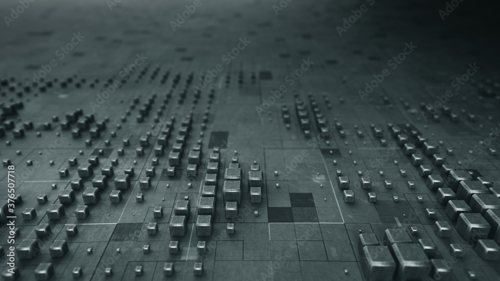 Obraz premium Blocks on plane abstract 3D render