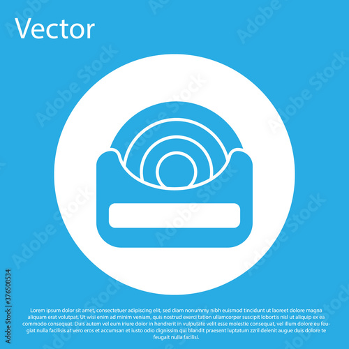 Blue Dental floss icon isolated on blue background. White circle button. Vector.