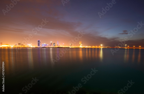 Dramatic Bahrain skyline at sunset