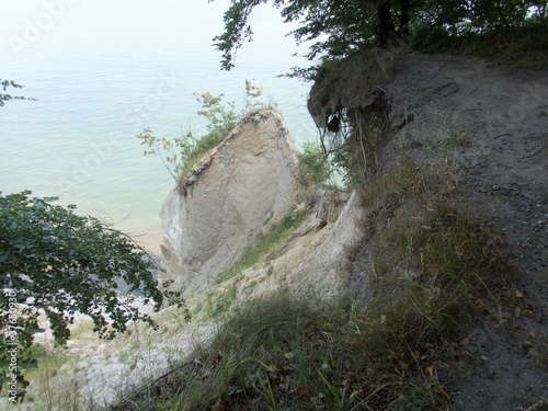 white chalk cliffs at rugen coast in gernany photo