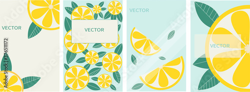 Set of Vector abstract background with lemon and space for text. Design for social media, card, invitation